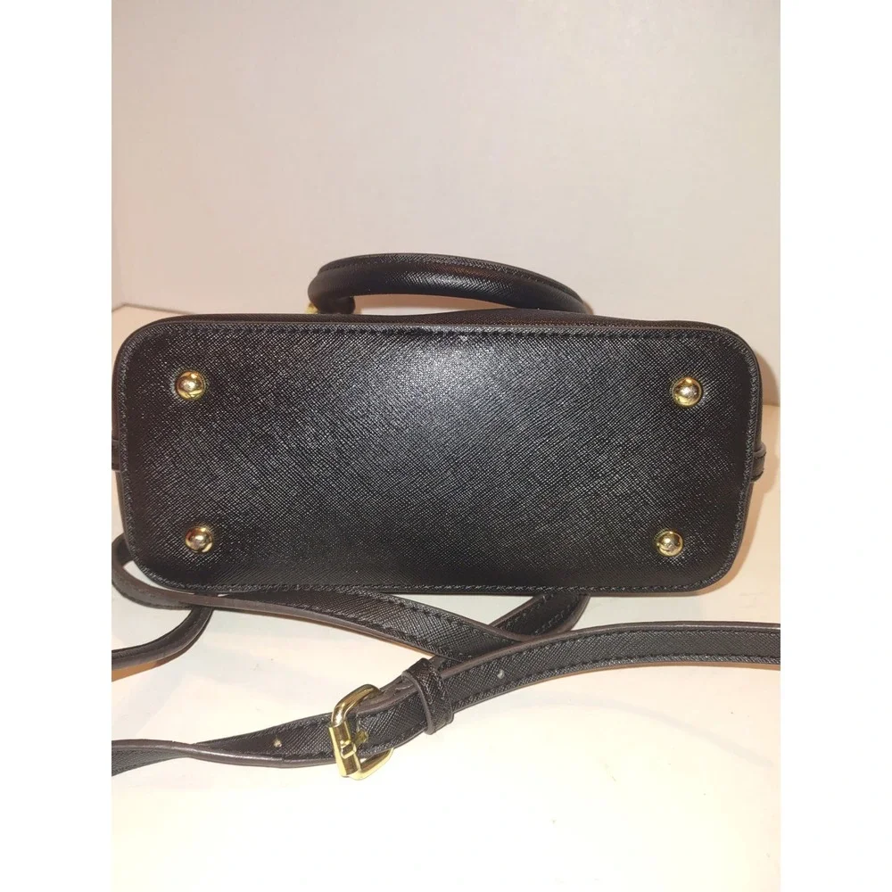 Anne Klein Womens Satchel Handbag Purse Geometric Print Black Red Gold 9x4x7